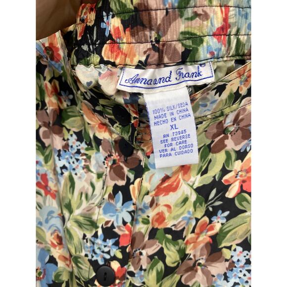 Vintage Anna and Frank Floral Silk Cottage Garden Flowy Button Front Skirt XL - Picture 5 of 7